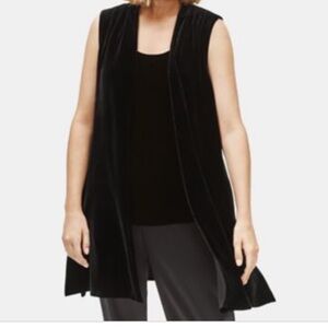 Eileen Fisher Black Silk Blend Open Long Vest Sz XS 🩷
